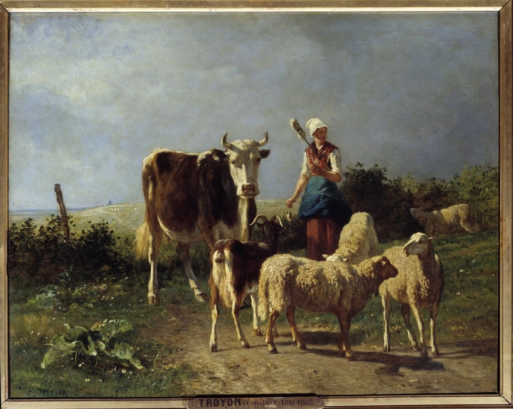 Una pastorella con una mucca e delle pecore - Louvre, Parigi